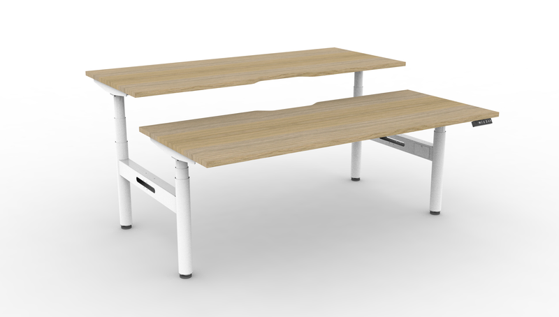 Halo Plus Round Leg Electric Height Adjustable 2 Person Double Sided Workstation