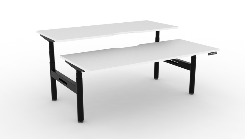 Halo Plus Round Leg Electric Height Adjustable 2 Person Double Sided Workstation