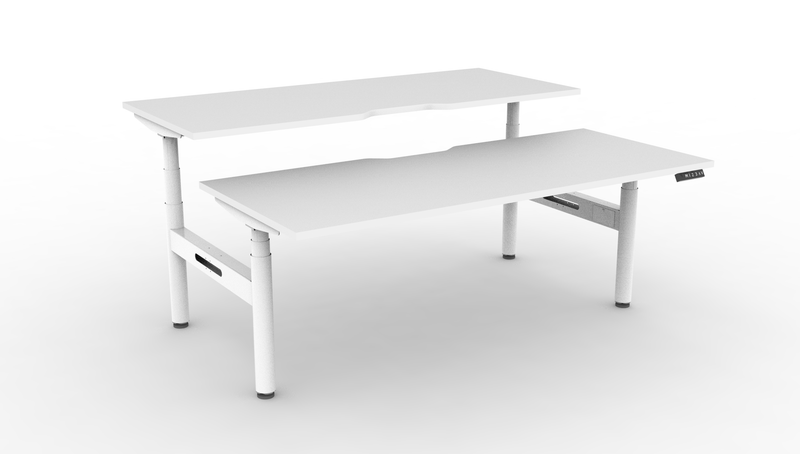 Halo Plus Round Leg Electric Height Adjustable 2 Person Double Sided Workstation