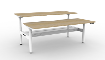 Halo Plus Round Leg Electric Height Adjustable 2 Person Double Sided Workstation