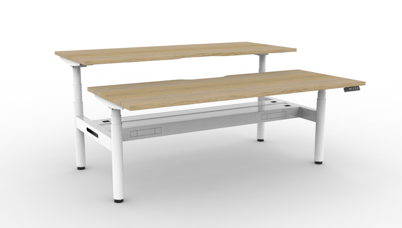 Halo Plus Round Leg Electric Height Adjustable 2 Person Double Sided Workstation