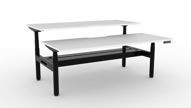 Halo Plus Round Leg Electric Height Adjustable 2 Person Double Sided Workstation