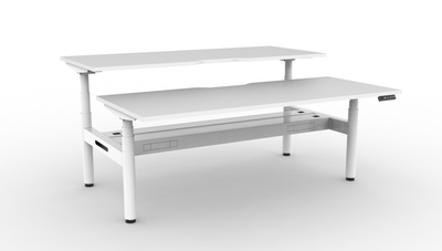 Halo Plus Round Leg Electric Height Adjustable 2 Person Double Sided Workstation
