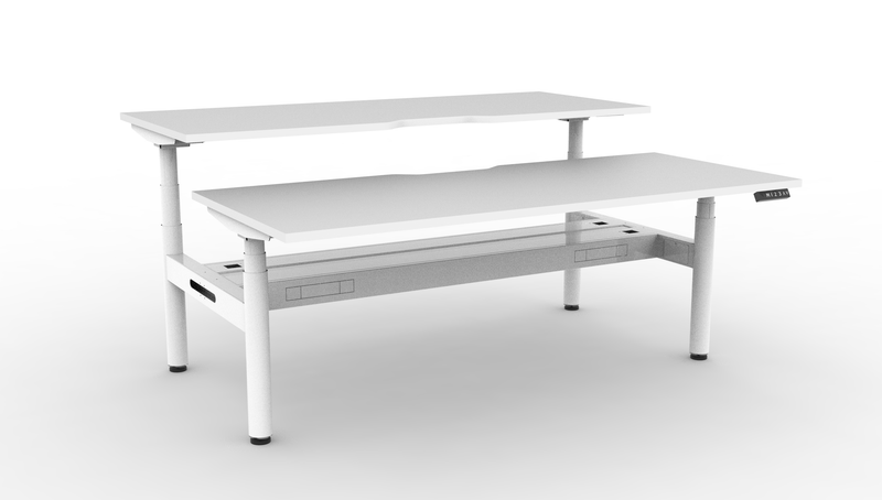Halo Plus Round Leg Electric Height Adjustable 2 Person Double Sided Workstation