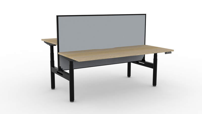 Halo Plus Round Leg Electric Height Adjustable 2 Person Double Sided Workstation