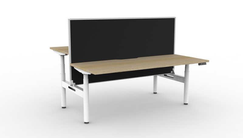 Halo Plus Round Leg Electric Height Adjustable 2 Person Double Sided Workstation