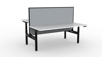 Halo Plus Round Leg Electric Height Adjustable 2 Person Double Sided Workstation