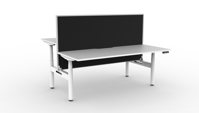 Halo Plus Round Leg Electric Height Adjustable 2 Person Double Sided Workstation