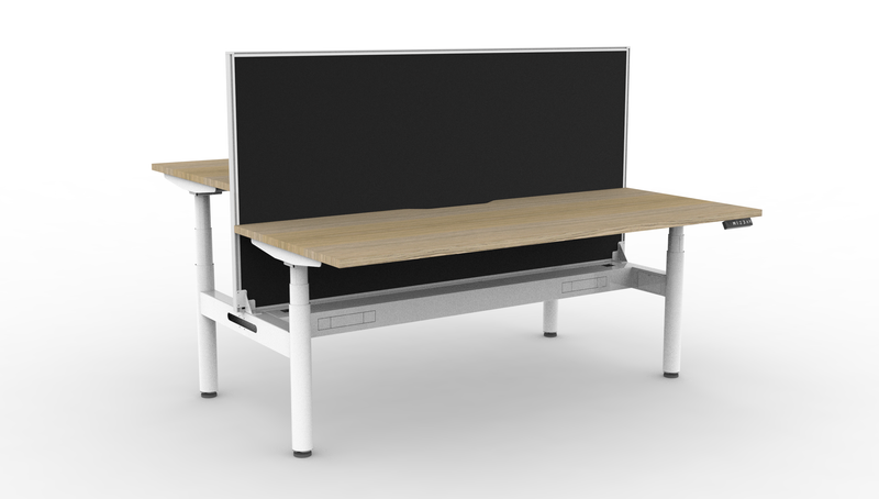 Halo Plus Round Leg Electric Height Adjustable 2 Person Double Sided Workstation