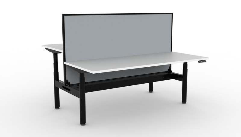 Halo Plus Round Leg Electric Height Adjustable 2 Person Double Sided Workstation