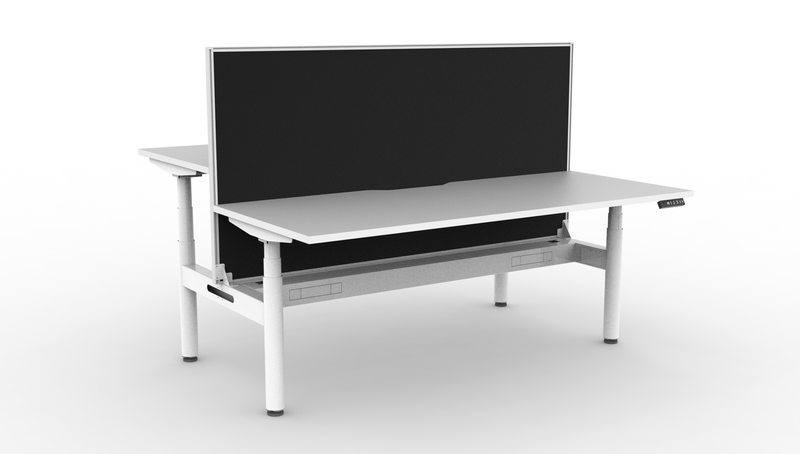 Halo Plus Round Leg Electric Height Adjustable 2 Person Double Sided Workstation