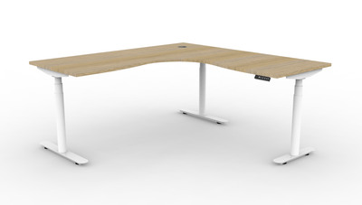 Halo Plus Round Leg Electric Height Adjustable Corner Workstation