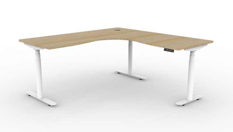Halo Plus Round Leg Electric Height Adjustable Corner Workstation