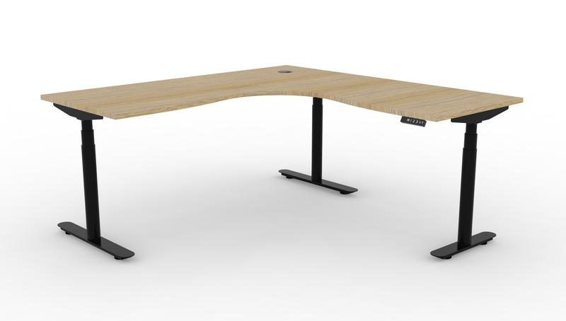 Halo Plus Round Leg Electric Height Adjustable Corner Workstation
