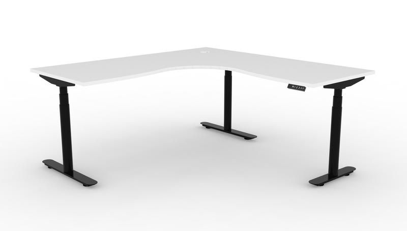 Halo Plus Round Leg Electric Height Adjustable Corner Workstation