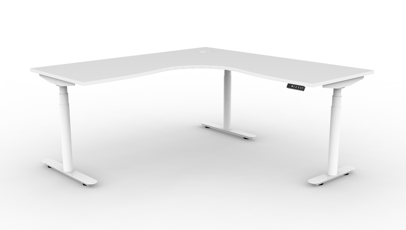 Halo Plus Round Leg Electric Height Adjustable Corner Workstation
