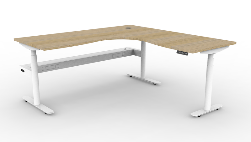 Halo Plus Round Leg Electric Height Adjustable Corner Workstation