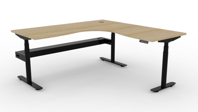 Halo Plus Round Leg Electric Height Adjustable Corner Workstation