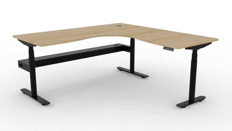 Halo Plus Round Leg Electric Height Adjustable Corner Workstation