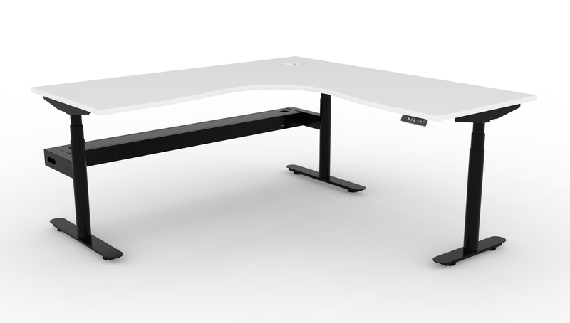 Halo Plus Round Leg Electric Height Adjustable Corner Workstation