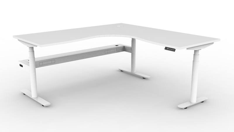 Halo Plus Round Leg Electric Height Adjustable Corner Workstation