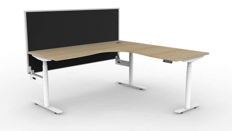 Halo Plus Round Leg Electric Height Adjustable Corner Workstation