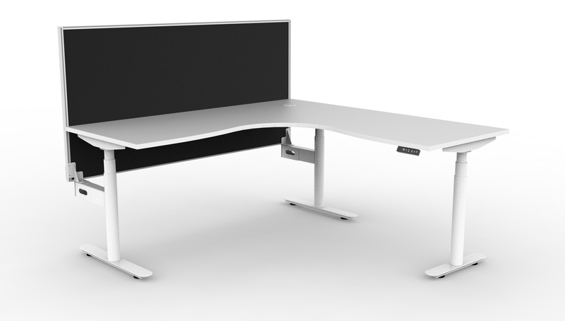 Halo Plus Round Leg Electric Height Adjustable Corner Workstation