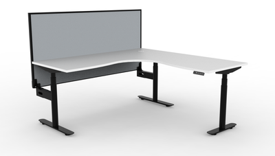 Halo Plus Round Leg Electric Height Adjustable Corner Workstation