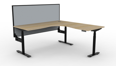 Halo Plus Round Leg Electric Height Adjustable Corner Workstation