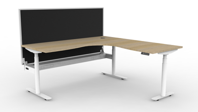 Halo Plus Round Leg Electric Height Adjustable Corner Workstation