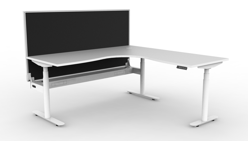 Halo Plus Round Leg Electric Height Adjustable Corner Workstation