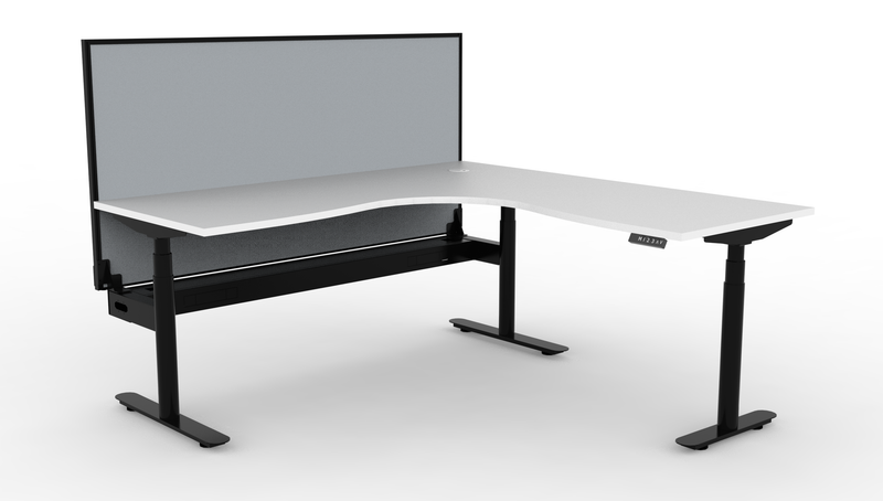 Halo Plus Round Leg Electric Height Adjustable Corner Workstation