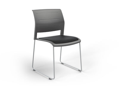 Game Chair With Upholstery - Sled Base - Charcoal Shell Colour