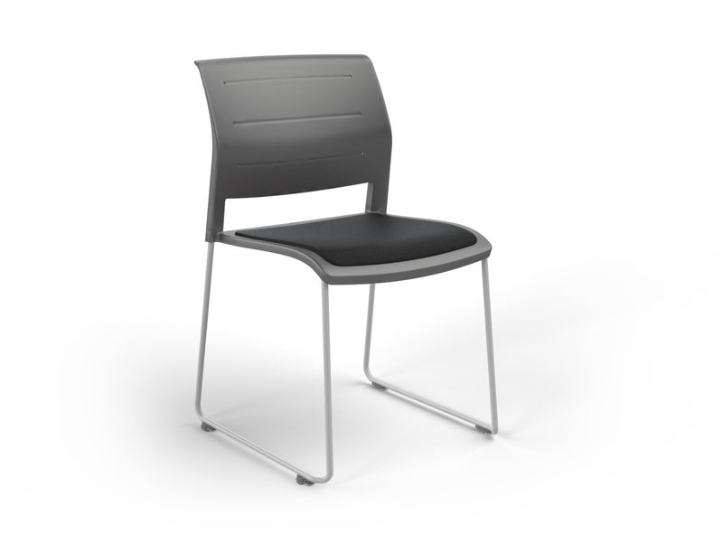 Game Chair With Upholstery - Sled Base - Charcoal Shell Colour
