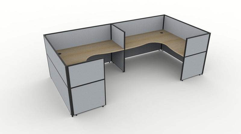 Shush30 Screen Hung 2 Person "U Shape" Corner Workstation