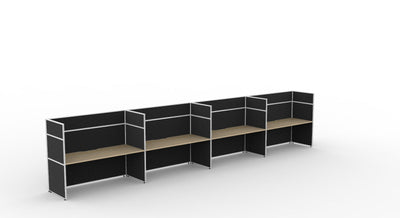 4 Person / 1200mm Wide x 750mm Deep / Natural Oak Top / Black Fabric Screen