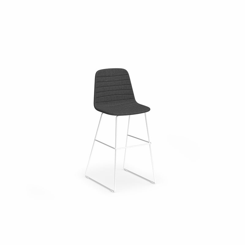 Sofia Barstool with Sled Powdercoated Base Fabric Upholstery