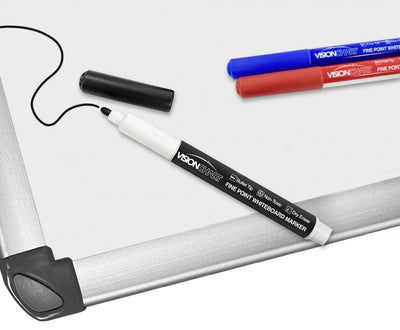 3 Pcs Fine Point Whiteboard Markers (1 x Black + 1 x Blue + 1 x Red)