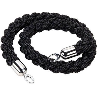 Barrier Rope Blk Velour Chrome Ends 1.5M