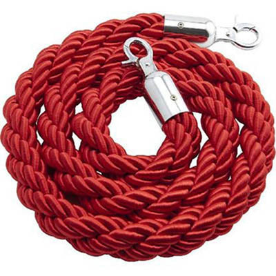 Barrier Rope D/Red Velour Chrome End1.5M