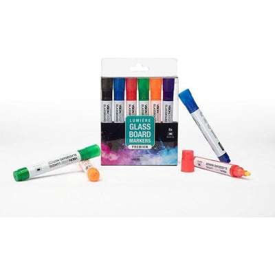 6 pcs Glassboard Bullet Point Markers (2 x black + 1 x blue + 1 x red + 1 orange and 1 x green)