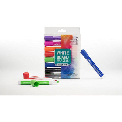 8 pcs Whiteboard Chisel Tip Markers (2 x black + 2 x blue + 1 x red and 1 x green + 1 x Pink + 1 x Purple)