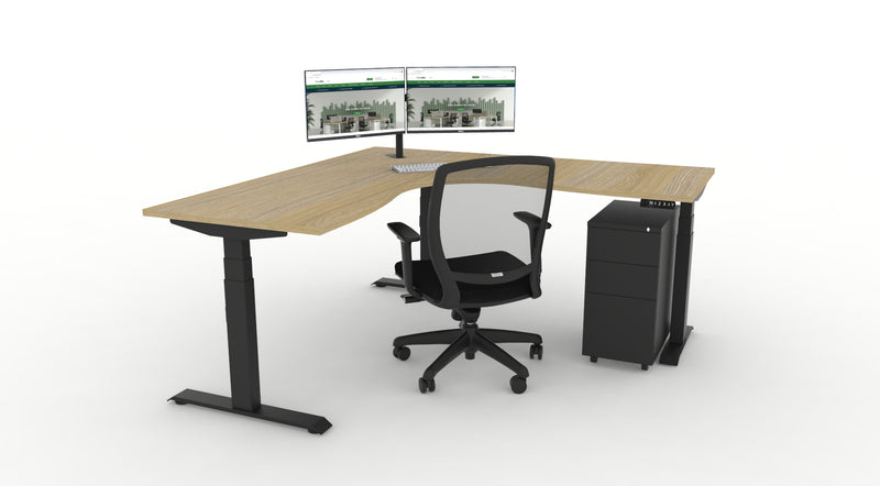 WFH Boost Plus Height Adjustable Corner Workstation Bundle