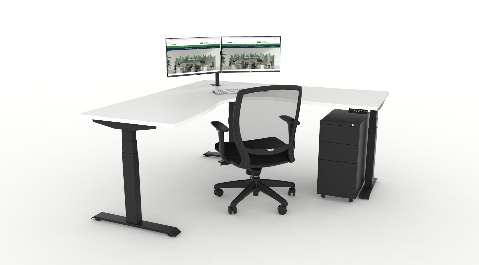 WFH Boost Plus Height Adjustable Corner Workstation Bundle