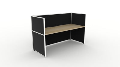1200mm Wide x 750mm Deep / 1200mm High / Natural Oak Top / Black Fabric Screen