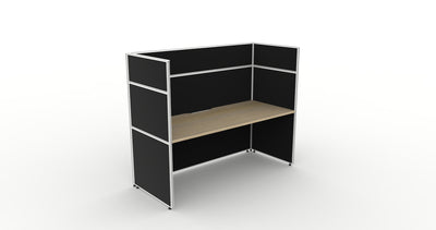 1 Person / 1200mm Wide x 750mm Deep / Natural Oak Top / Black Fabric Screen