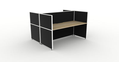 1200mm Wide x 750mm Deep / 1200mm High / Natural Oak Top / Black Fabric Screen