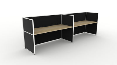 1200mm Wide x 750mm Deep / 1200mm High / Natural Oak Top / Black Fabric Screen