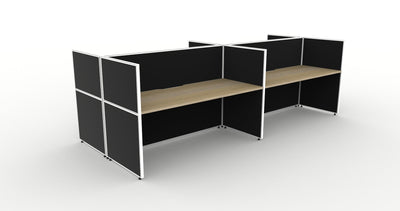 1200mm Wide x 750mm Deep / 1200mm High / Natural Oak Top / Black Fabric Screen