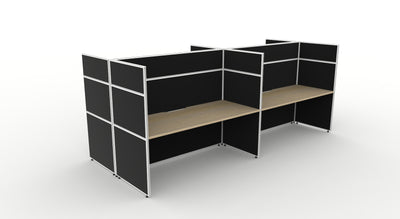 4 Person / 1200mm Wide x 750mm Deep / Natural Oak Top / Black Fabric Screen